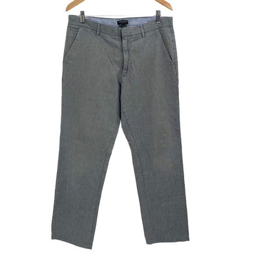 Banana Republic Mens Straight Leg Chambray Cotton Chino‎ Pants Gray Size 34/34